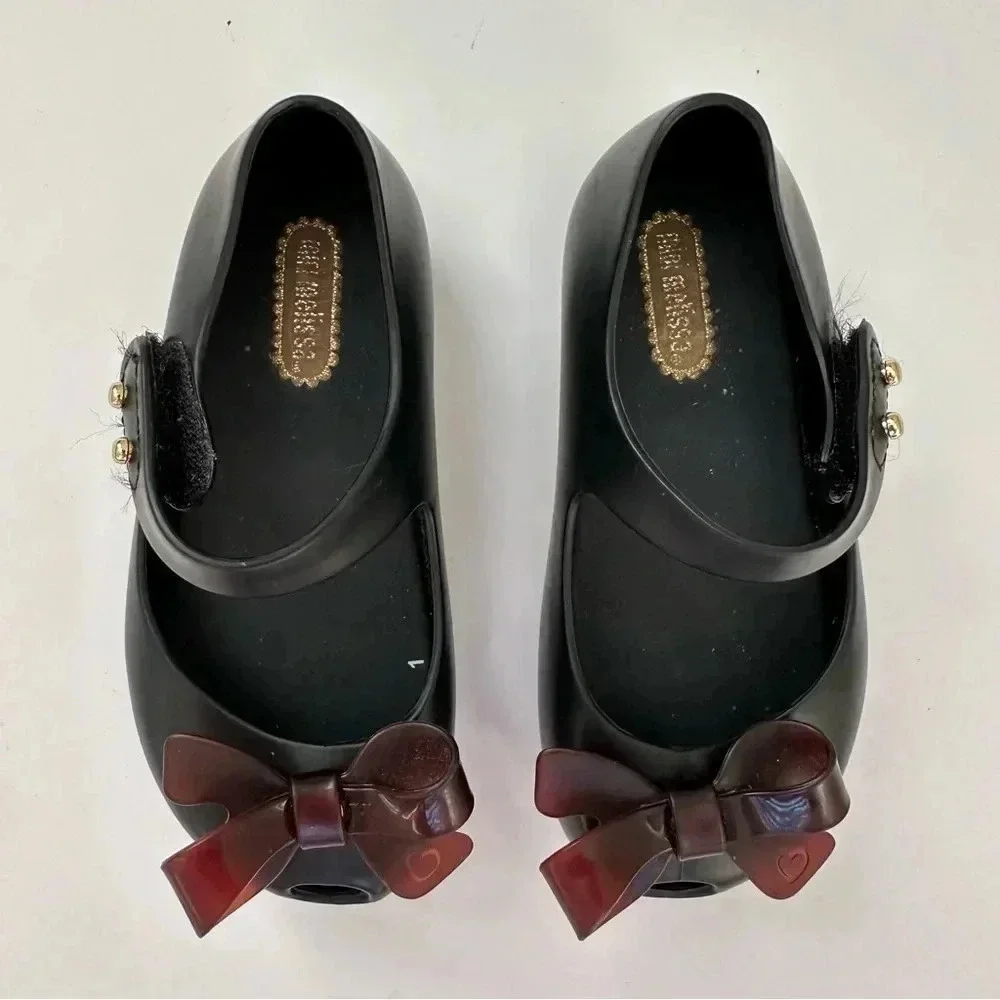 Mini Melissa toddler peep toe shoes size‎ 7 black bow